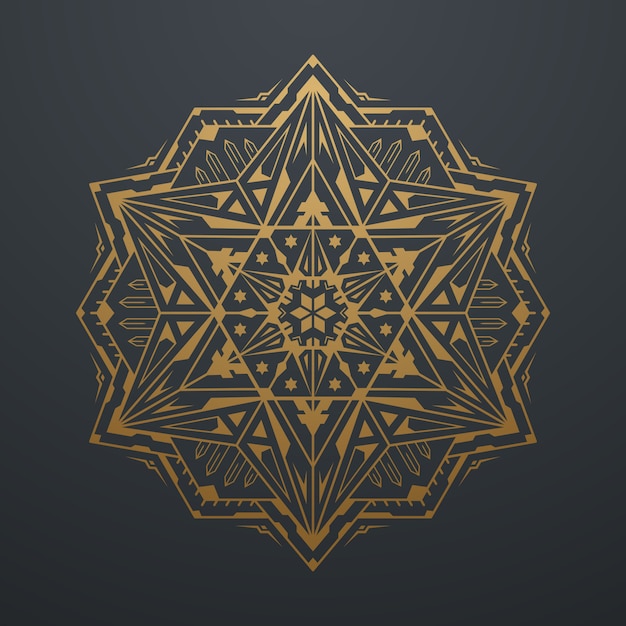 Luxe gouden abstracte geometrische mandala art patroon. op zwarte achtergrond. vector illustratie