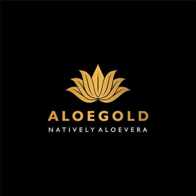 Luxe gouden aloë vera symbool logo ontwerp