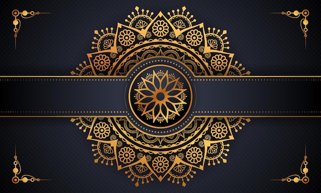 luxe gouden arabesk patroon op mandala achtergrond Premium Vector