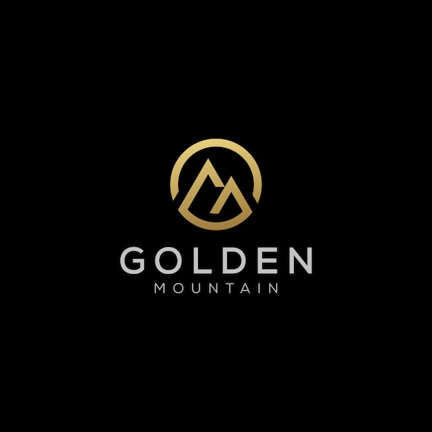 Vector luxe gouden bergheuvel logo ontwerp