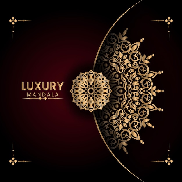 Luxe gouden bloem mandala ontwerp achtergrond Premium Vector