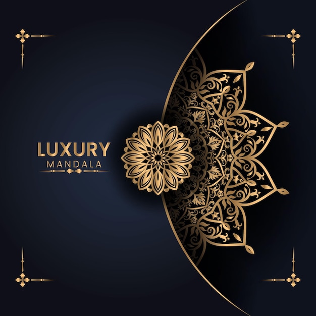Luxe gouden bloem mandala ontwerp achtergrond Premium Vector
