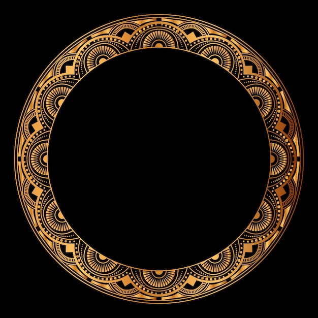 Luxe gouden cirkel mandala islamitische bruiloft frame uitnodiging met patroon Thaise grens vintage