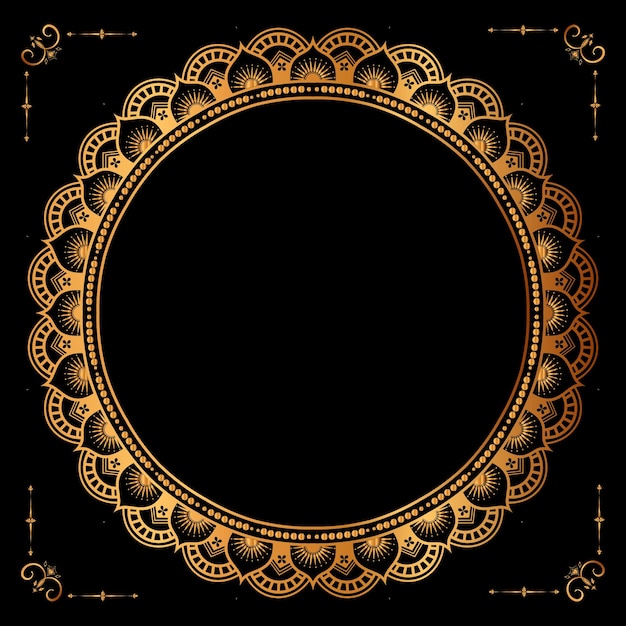 Luxe gouden cirkelframe transparant met vintage mandala gouden cirkelpatroon