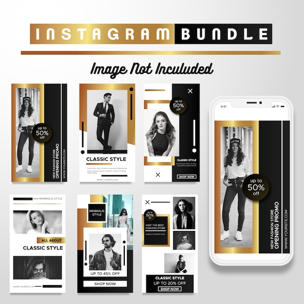 Vector luxe gouden instagram verhaal mode sjabloon