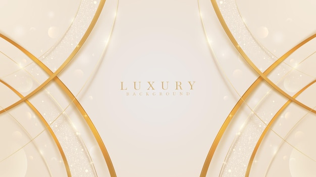 Luxe gouden kromme lijn achtergrond, certificaat achtergrond, modern omslagontwerp. uitnodigingskaart sjabloon concept. Vector illustratie.