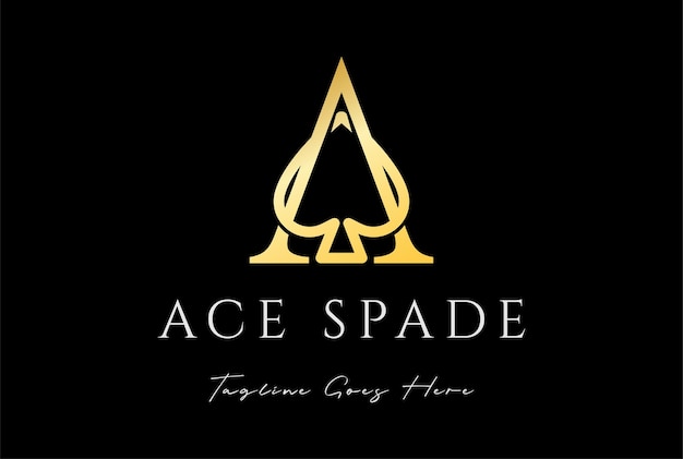 Luxe gouden letter A voor Ace Spade Scoop Monogram Logo Design Vector