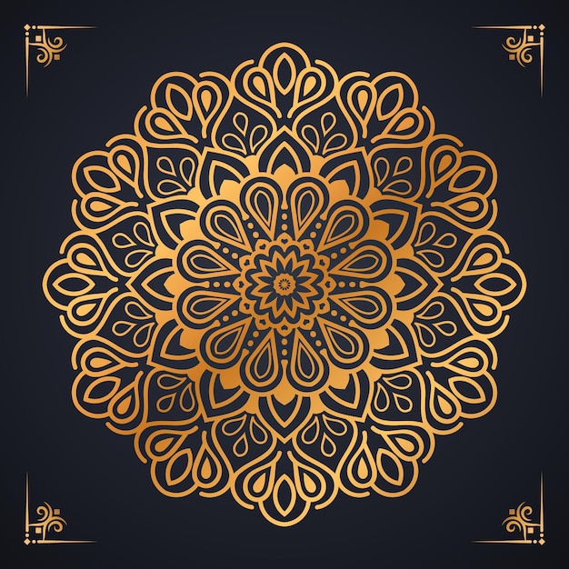 Luxe gouden mandala-ontwerp met achtergrond