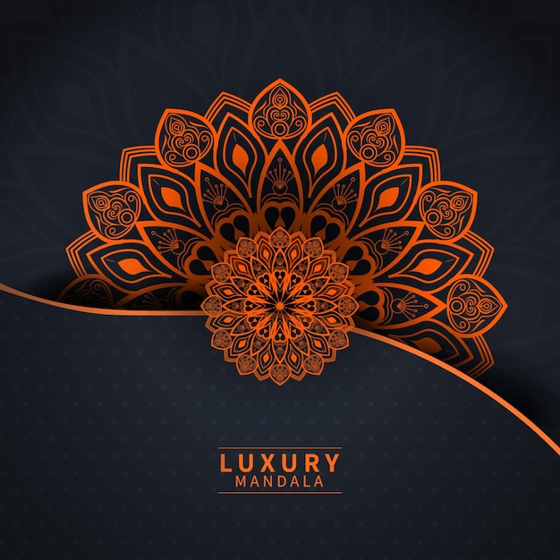 Luxe gouden mandala-ontwerp Premium-collectie Gratis Vector