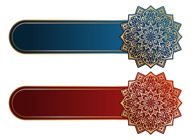 luxe gouden mandala titelkader tekstvak arabische islamitische banner set