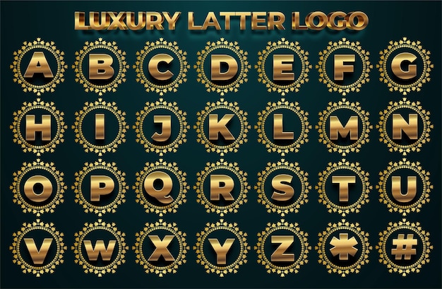 Luxe gouden metalen alfabet letter logo set