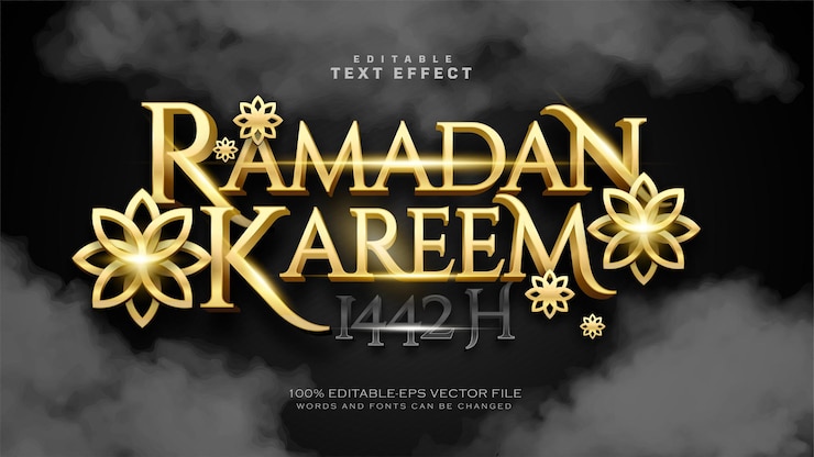 Vector luxe gouden ramadan kareem-teksteffect