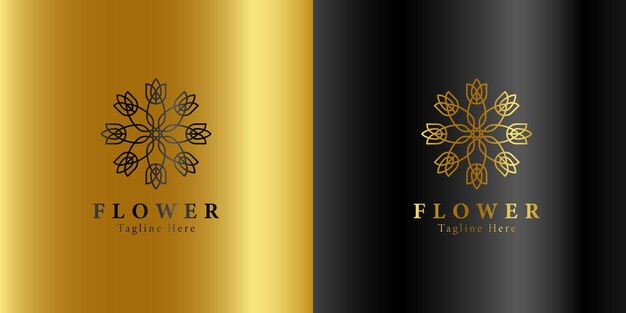 Luxe gouden schoonheid bloem spa logo sjabloon wellness-ontwerp voor gezondheid wellness-bedrijf vector