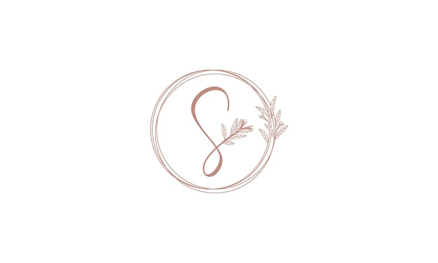 Vector luxe handgeschreven letter s met bladbloem logo-ontwerp