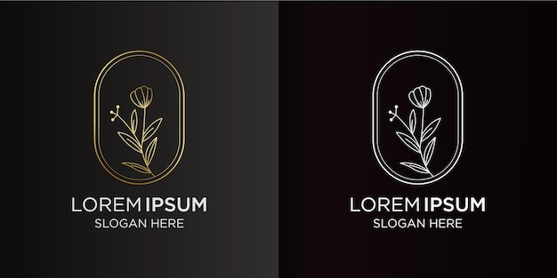 Luxe handgetekende bloemendecoratie ontwerp logo