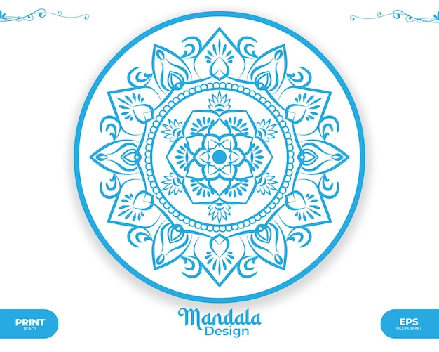 Luxe hemelsblauw mandala- of alpona-patroon voor achtergrondbedrukte omslag brochure flyer banner bruiloft