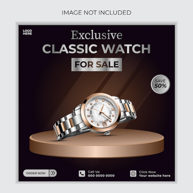 Luxe horloge super verkoop sociale media-sjabloon voor spandoek