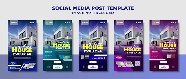 Luxe huis en onroerend goed Social Media Instagram-verhaal, flyer en bannersjabloon voor promotie