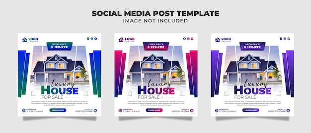 Luxe huis te koop social media instagram-post- en bannersjabloon