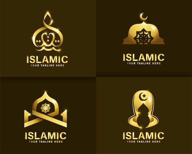 Luxe islamitisch logo. gouden moskee logo ontwerpsjabloon