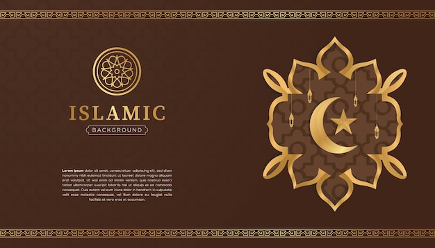 Luxe islamitische Arabische ornament patroon frame grenst aan bruine en gouden achtergrond