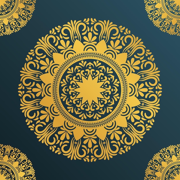 Luxe islamitische gouden kleur mandala ontwerp achtergrond ontwerp islamitische ornament