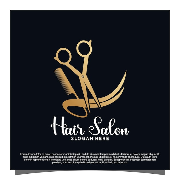 Luxe kapsalon logo ontwerp Premium Vector