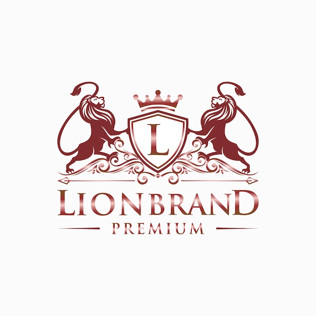 Luxe leeuwenkoning logo vector ontwerpsjabloon