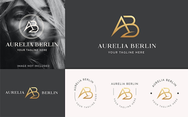 Luxe letter A en B logo ontwerpsjabloon