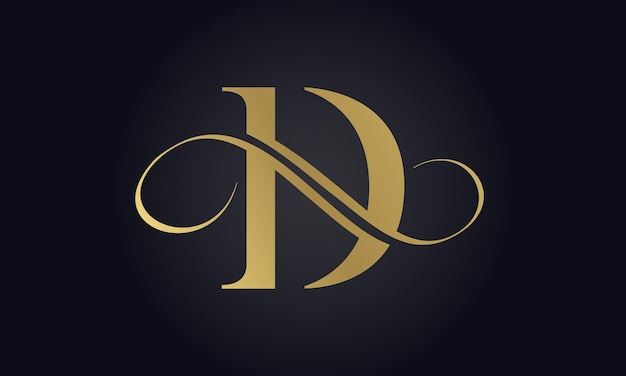 Luxe Letter D-logosjabloon in gouden kleur Initiële luxe D-letterlogo-ontwerp Mooi logo-ontwerp voor luxe bedrijfsbranding