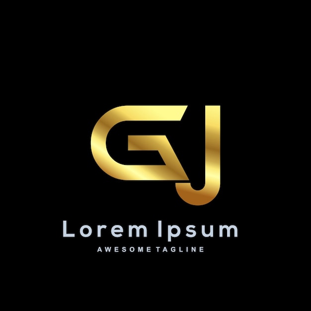 Luxe letter G en J met gouden kleur logo sjabloon