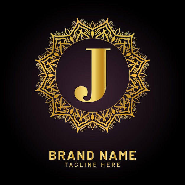 Luxe letter j-logo met gouden kleur