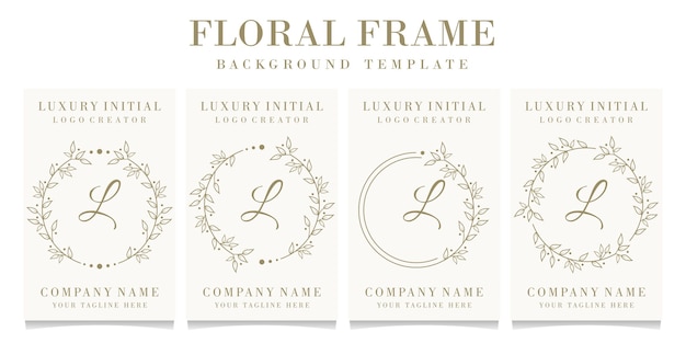 Luxe letter l logo ontwerp met bloemen frame achtergrond sjabloon
