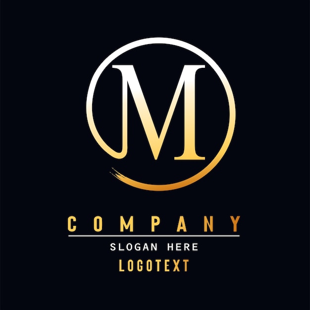 luxe letter M logo ontwerp penseelstreek M letter logo ontwerp geel goud verf logo M letters
