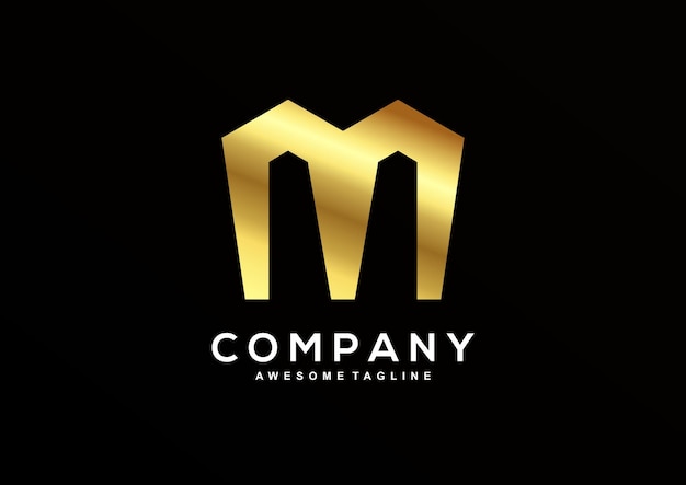 Luxe letter M met gouden kleur logo sjabloon