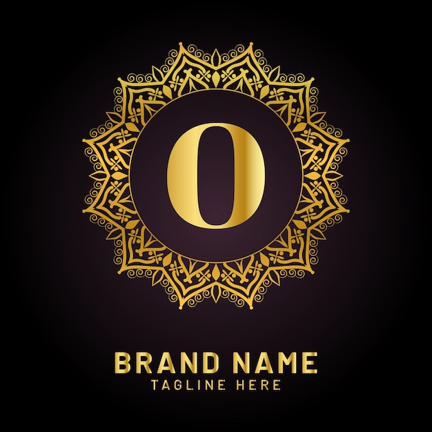 Luxe letter o-logo met gouden kleur