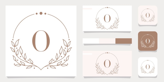 Luxe letter o logo ontwerp met bloemen frame sjabloon, visitekaartje ontwerp