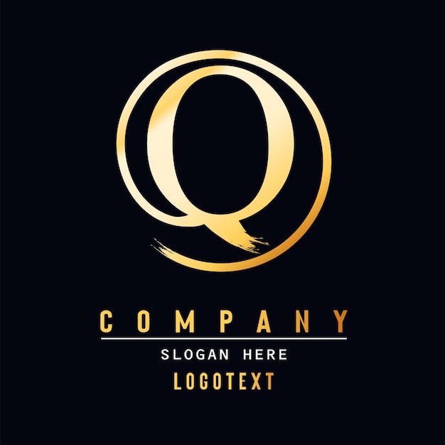 Vector luxe letter q logo ontwerp penseel stroke q letter logo ontwerp geel goud verf logo q letters