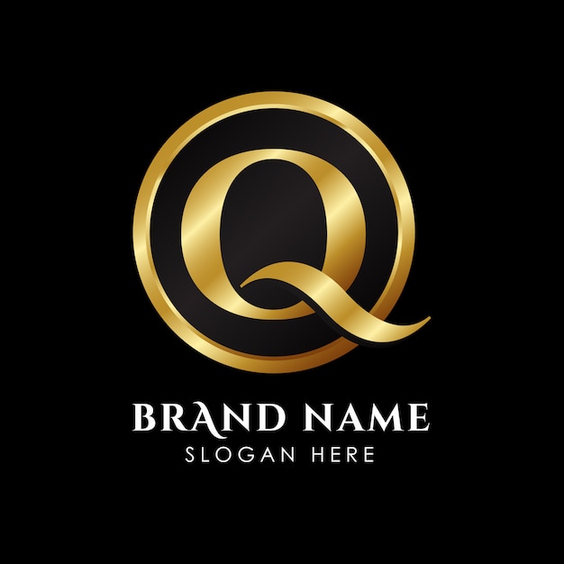 Luxe letter Q-logo sjabloon in goud kleur