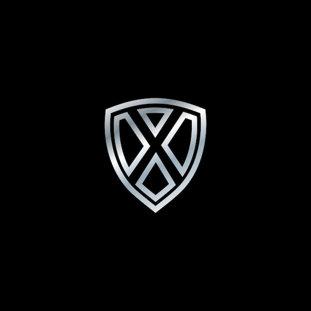 Luxe letter X beschermend badge-logo vector Brief schild logo-ontwerpsjabloon concept