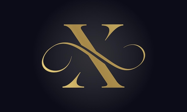 Luxe letter X-logosjabloon in gouden kleur Initiële luxe X-letterlogo-ontwerp Mooi logo-ontwerp voor luxe bedrijfsbranding