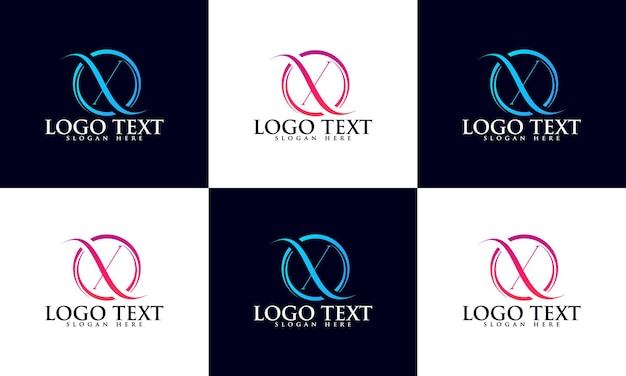 Luxe letter x monogram serif logo ontwerpsjabloon