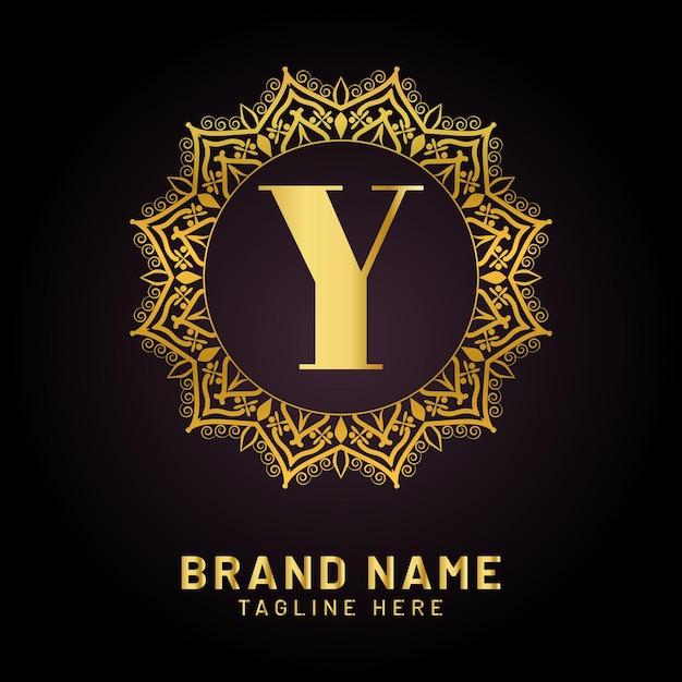 Luxe letter y-logo met gouden kleur