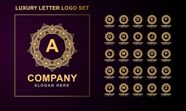 Luxe letterlogo set met gouden framestijl Premium Vector