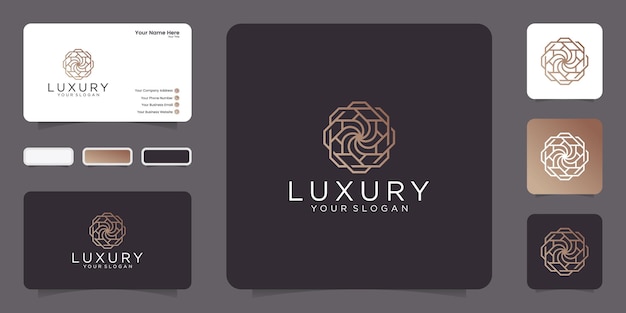 Luxe lijnstijl. ornament logo abstract ontwerp met visitekaartje