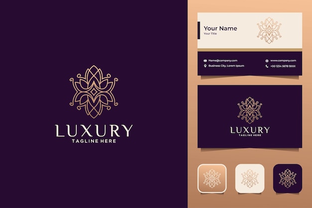 Luxe lijntekeningen geometrie logo-ontwerp en visitekaartje