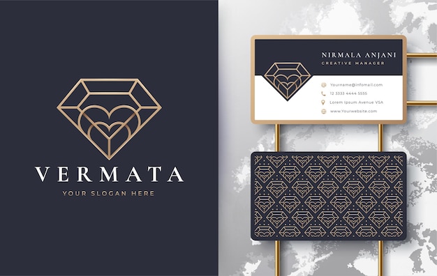 Luxe lijntekeningen liefde diamant logo ontwerp