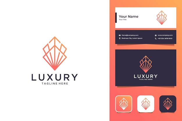 Luxe lijntekeningen logo-ontwerp en visitekaartje