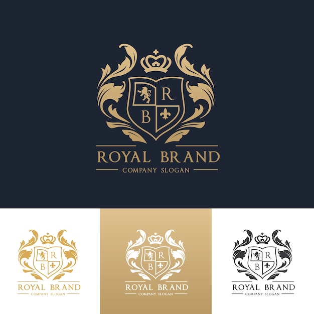 Luxe logo. Crests logo. Logo ontwerp voor hotel, Resort, Restaurant, Onroerend goed, Spa, Mode merkidentiteit