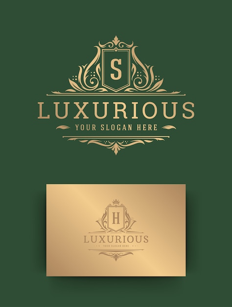 Luxe logo monogram crest sjabloon.